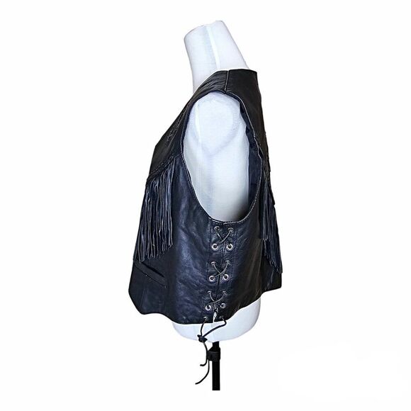 Vintage Antelope Creek Leather Fringe Motorcycle Vest Size XXL - Picture 4 of 13